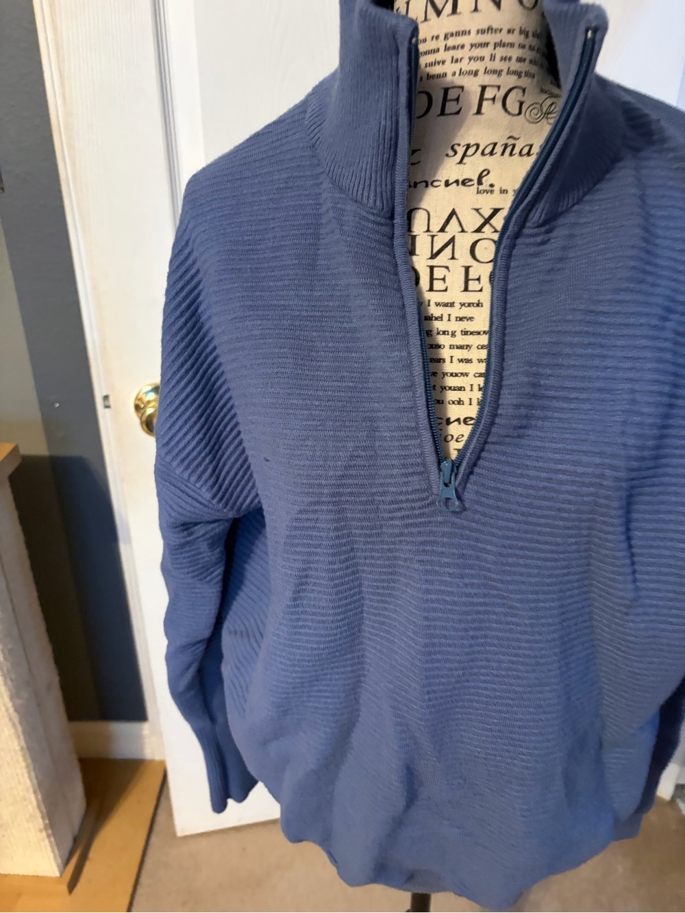 Men's Half-Zip Textured Sweater - Blue